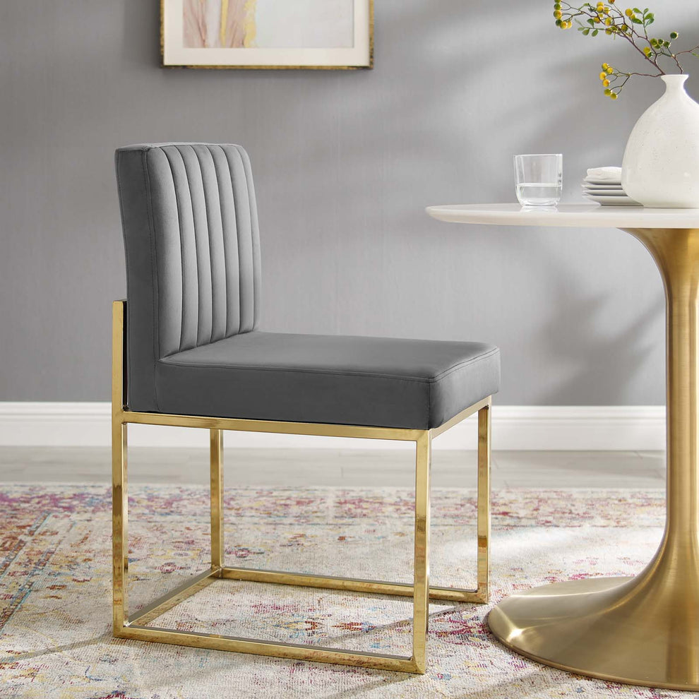 Modway Carriage Channel Tufted Sled Base Performance Velvet Dining Chair - EEI-3806 | Dining Chairs | Modishstore - 1