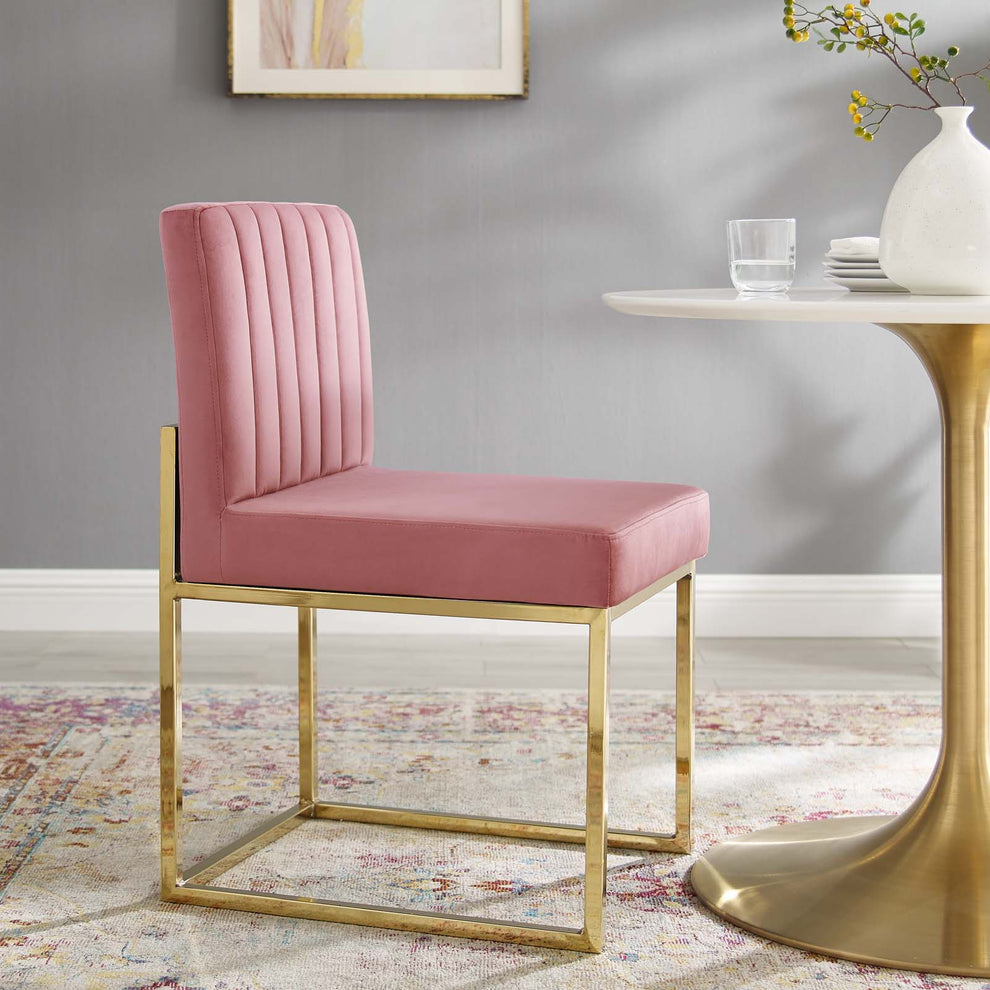 Modway Carriage Channel Tufted Sled Base Performance Velvet Dining Chair - EEI-3806 | Dining Chairs | Modishstore - 14