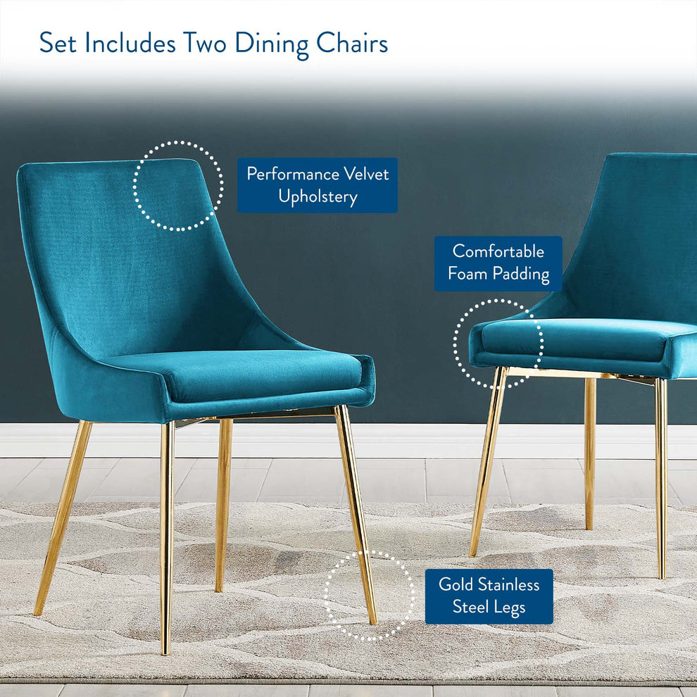 Modway Viscount Performance Velvet Dining Chairs - Set of 2 - EEI-3808 | Dining Chairs | Modishstore - 63