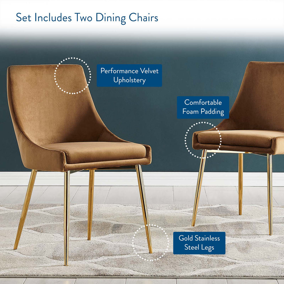 Modway Viscount Performance Velvet Dining Chairs - Set of 2 - EEI-3808 | Dining Chairs | Modishstore - 64