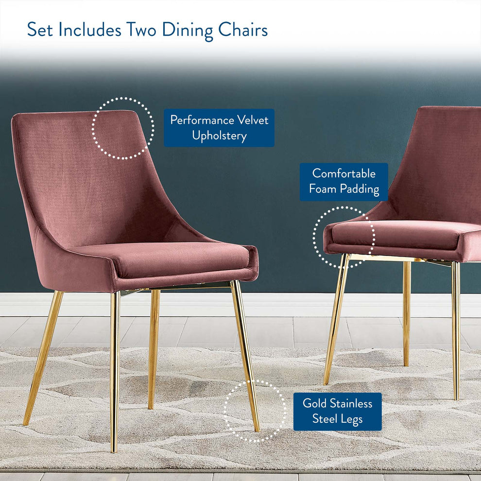 Modway Viscount Performance Velvet Dining Chairs - Set of 2 - EEI-3808 | Dining Chairs | Modishstore - 65