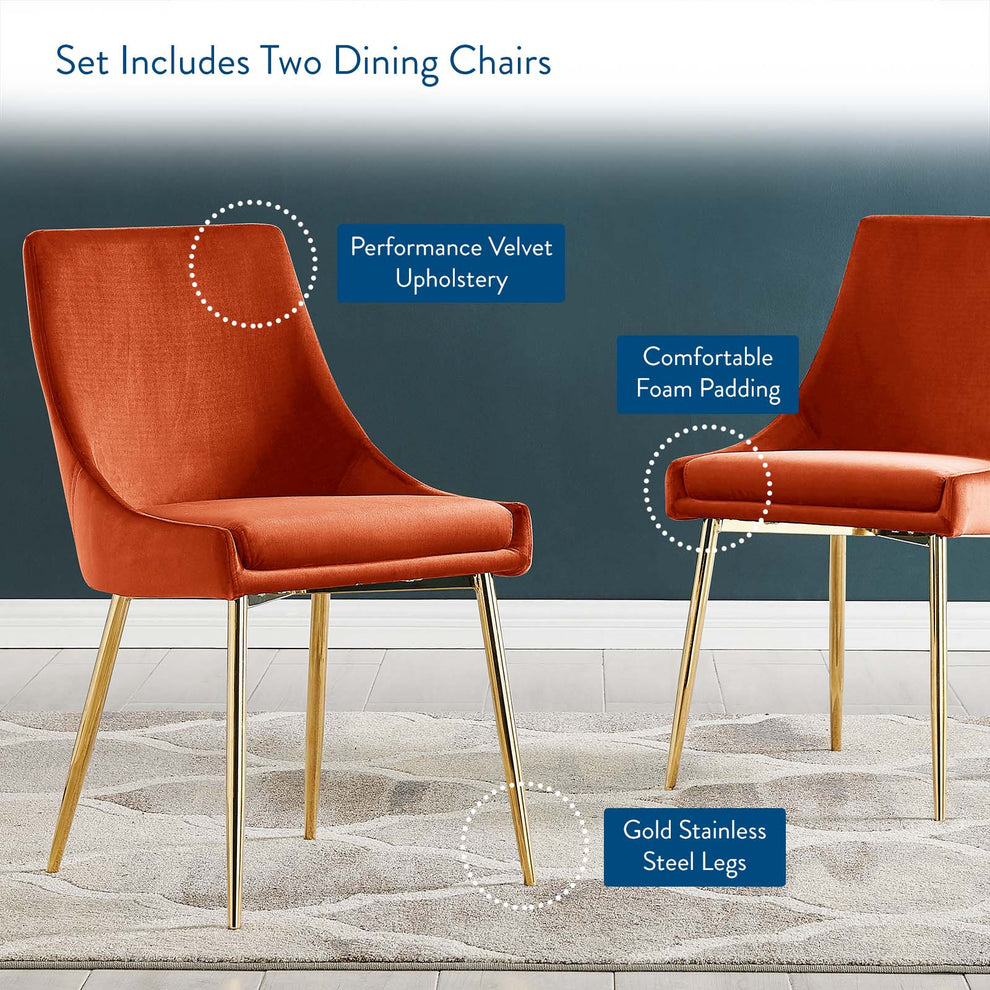 Modway Viscount Performance Velvet Dining Chairs - Set of 2 - EEI-3808 | Dining Chairs | Modishstore - 68