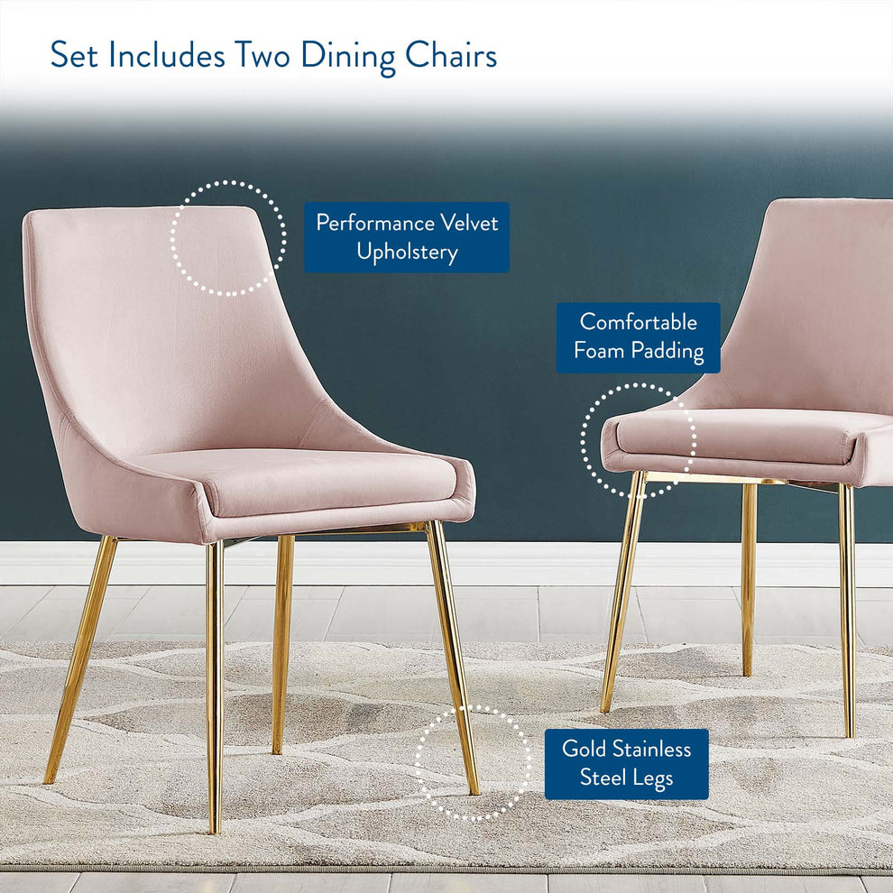Modway Viscount Performance Velvet Dining Chairs - Set of 2 - EEI-3808 | Dining Chairs | Modishstore - 69