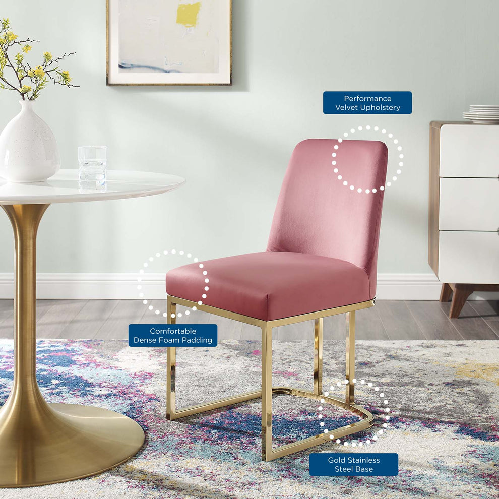 Modway Amplify Sled Base Performance Velvet Dining Side Chair - EEI-3810 | Dining Chairs | Modishstore - 7
