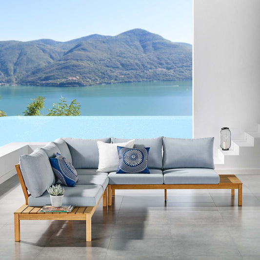 Modway Freeport 3 Piece Outdoor Patio Karri Wood Sectional - EEI-3816 | Outdoor Sofas, Loveseats & Sectionals | Modishstore - 1