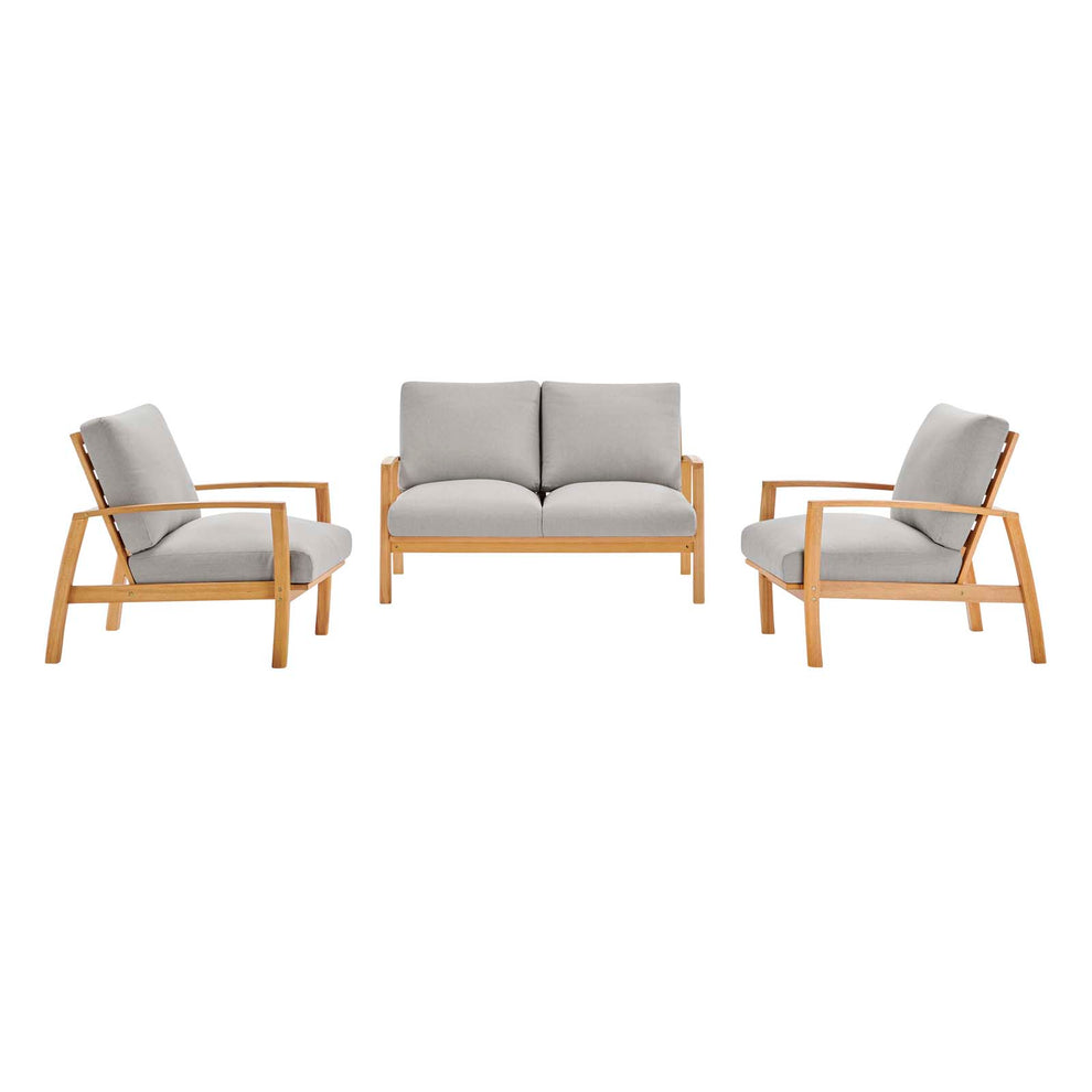 Orlean 3 Piece Outdoor Patio Eucalyptus Wood Set By Modway - EEI-3822 | Outdoor Sofas, Loveseats & Sectionals | Modishstore - 2