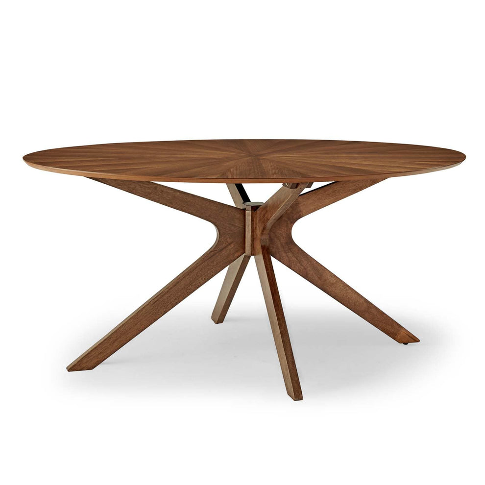Modway Crossroads 63" Oval Wood Dining Table - EEI-3848 Walnut Grain Veneer Pedestal Base Seats Up to Eight  43*64*29 | Dining Tables | Modishstore - 2