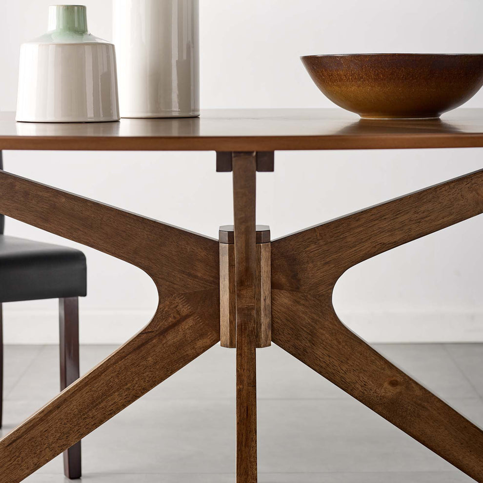 Modway Crossroads 63" Oval Wood Dining Table - EEI-3848 Walnut Grain Veneer Pedestal Base Seats Up to Eight  43*64*29 | Dining Tables | Modishstore - 7