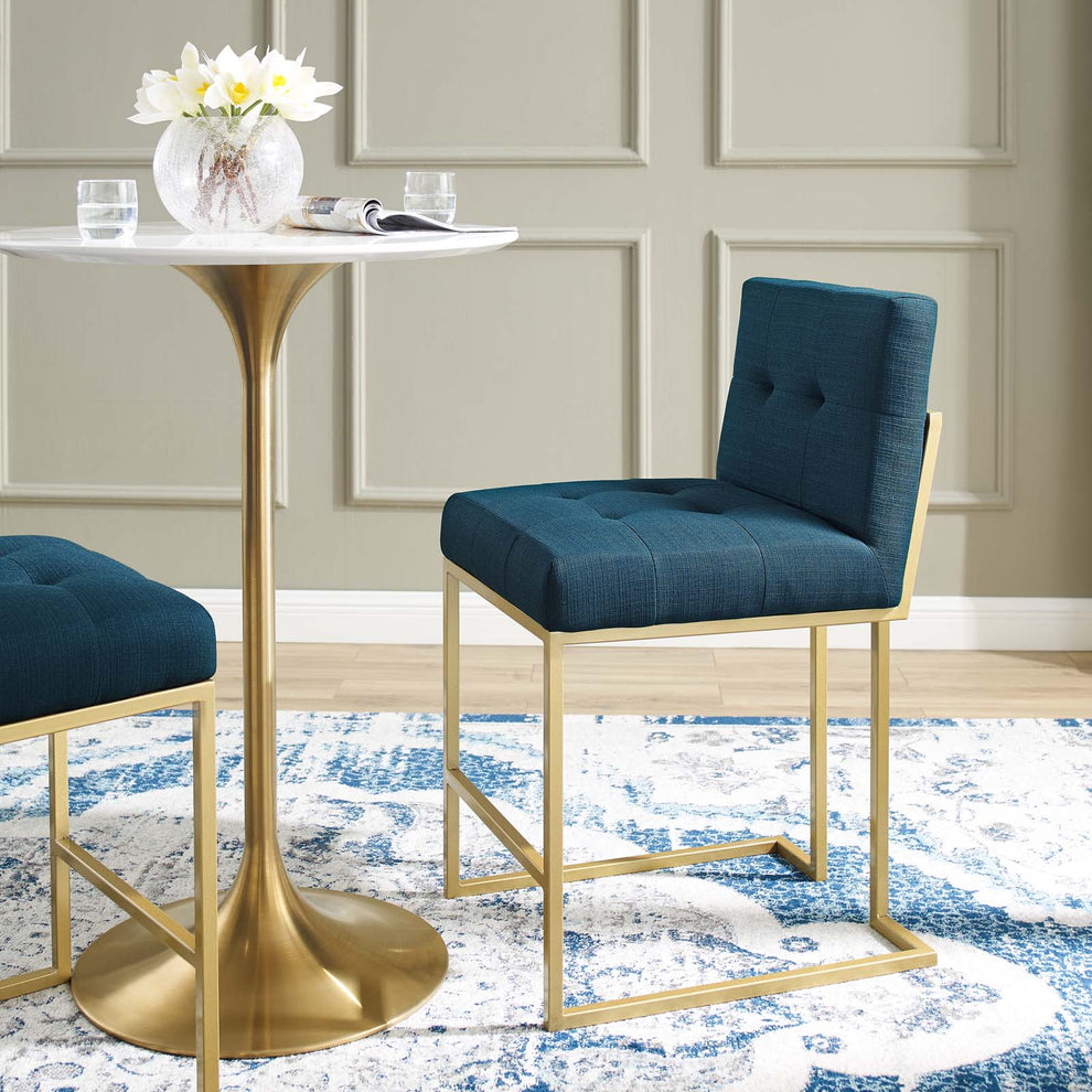 Modway Privy Gold Stainless Steel Upholstered Fabric Counter Stool - EEI-3852 | Counter Stools | Modishstore - 1