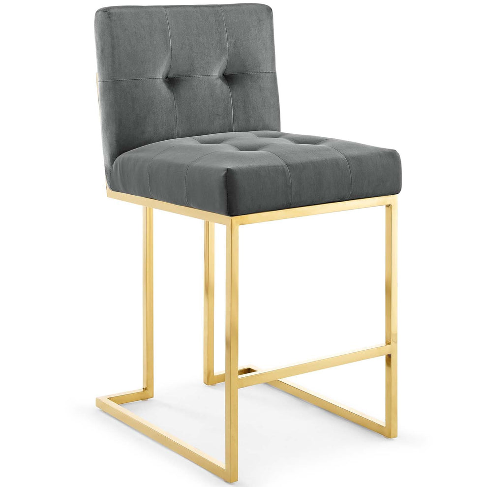 Modway Privy Gold Stainless Steel Performance Velvet Counter Stool - EEI-3853 | Counter Stools | Modishstore - 2