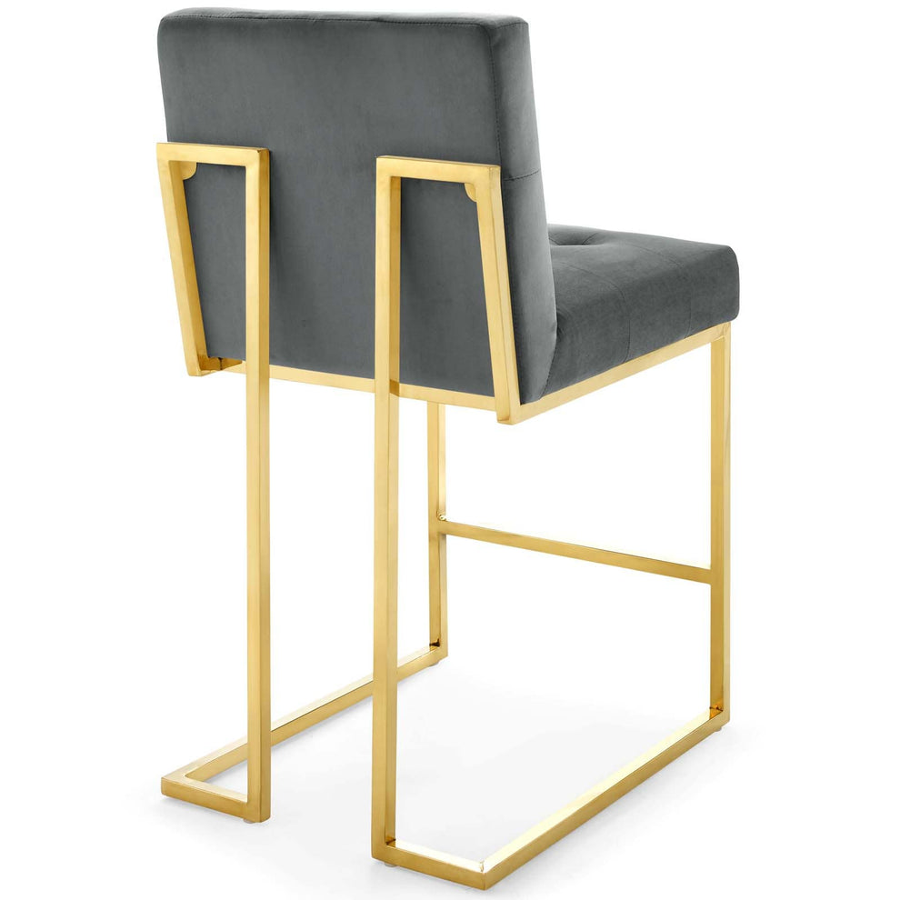 Modway Privy Gold Stainless Steel Performance Velvet Counter Stool - EEI-3853 | Counter Stools | Modishstore - 4