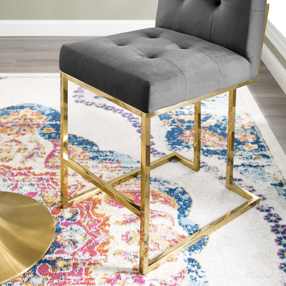 Modway Privy Gold Stainless Steel Performance Velvet Counter Stool - EEI-3853 | Counter Stools | Modishstore - 8
