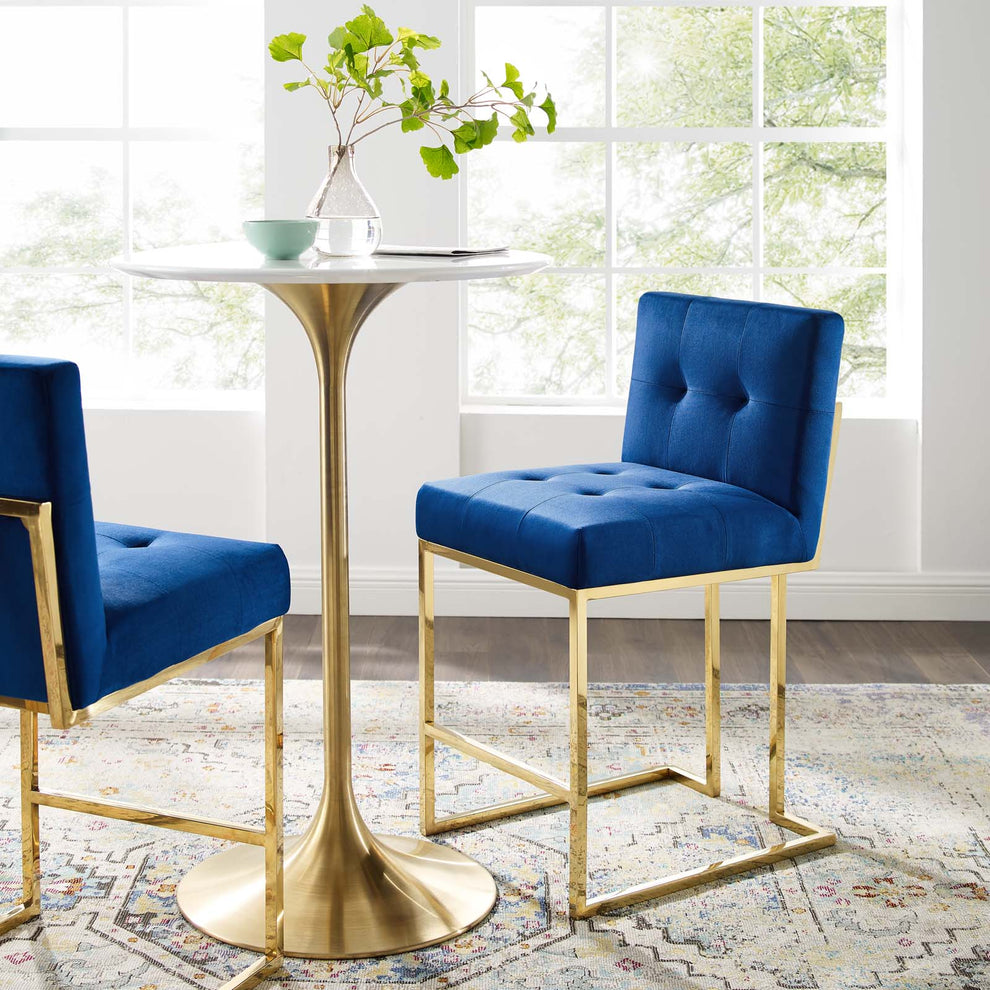 Modway Privy Gold Stainless Steel Performance Velvet Counter Stool - EEI-3853 | Counter Stools | Modishstore - 25