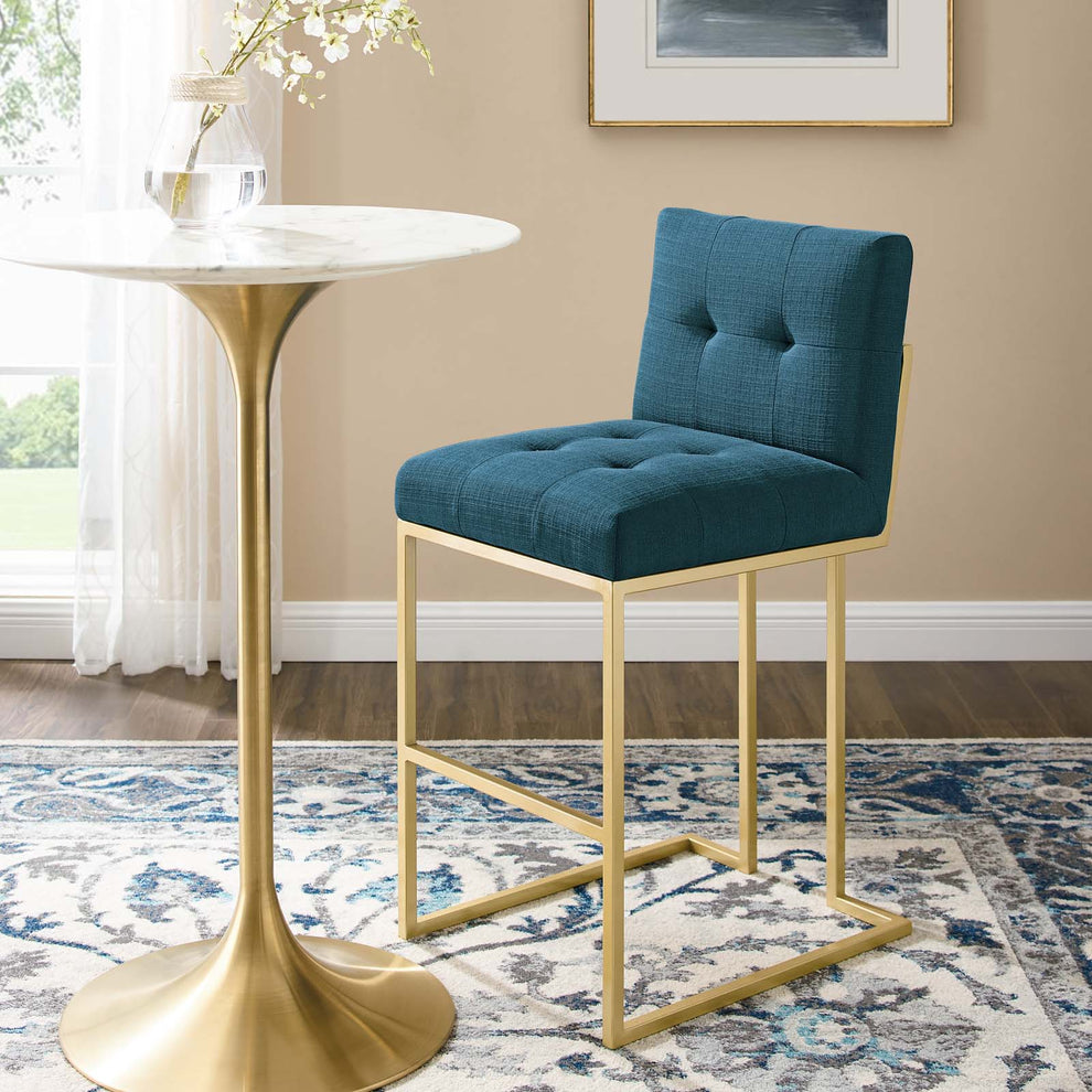 Modway Privy Gold Stainless Steel Upholstered Fabric Bar Stool - EEI-3855 | Bar Stools | Modishstore - 1