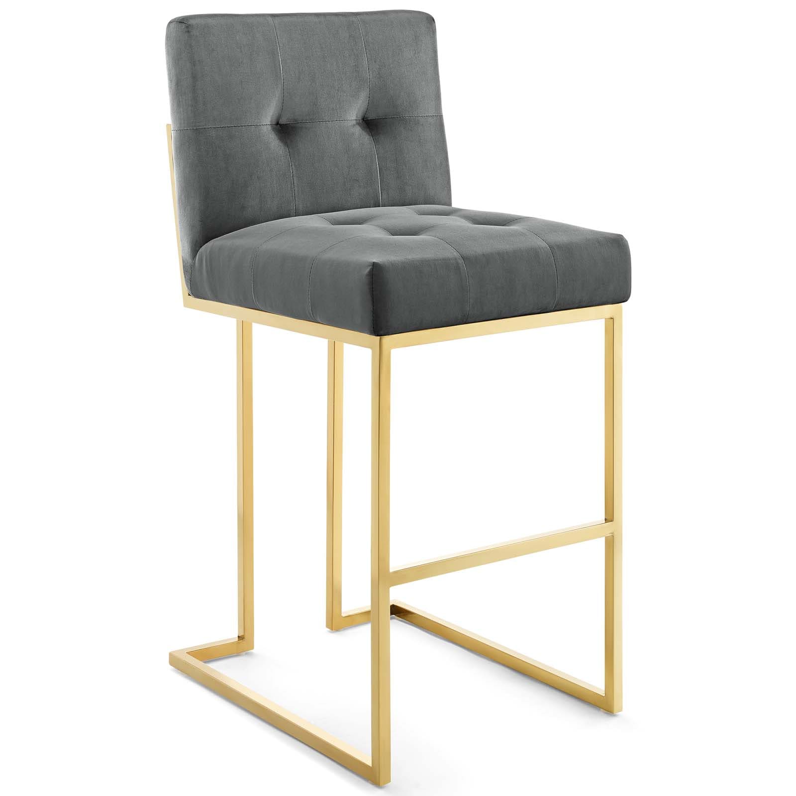 Modway Privy Gold Stainless Steel Performance Velvet Bar Stool - EEI-3856 | Bar Stools | Modishstore - 2
