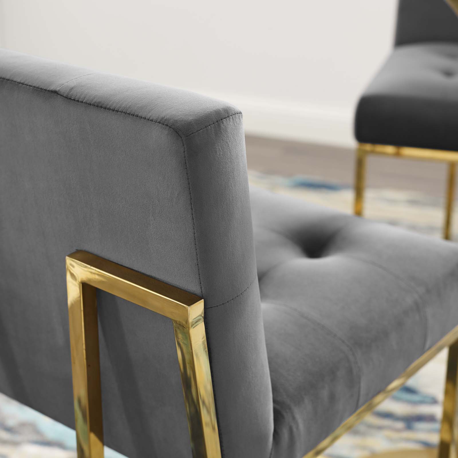 Modway Privy Gold Stainless Steel Performance Velvet Bar Stool - EEI-3856 | Bar Stools | Modishstore - 8