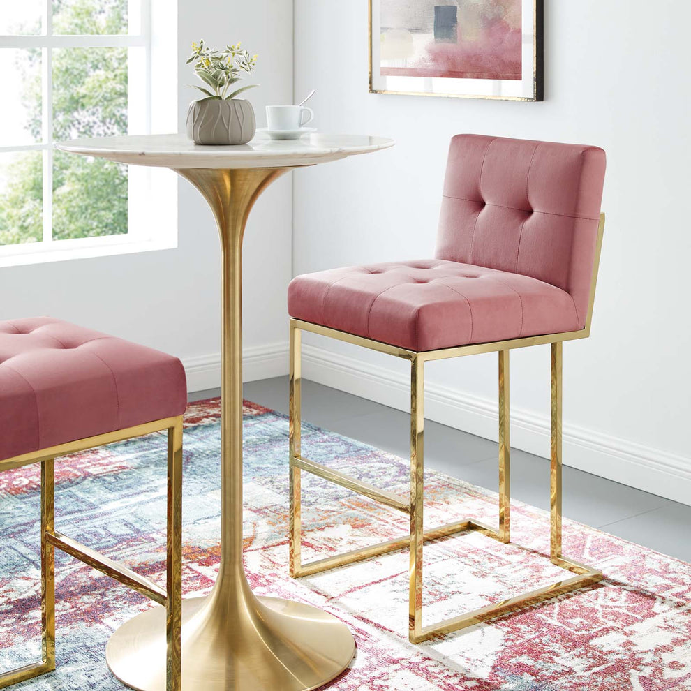 Modway Privy Gold Stainless Steel Performance Velvet Bar Stool - EEI-3856 | Bar Stools | Modishstore - 9