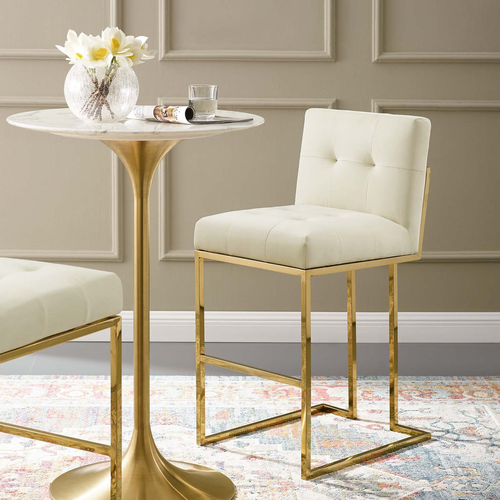 Modway Privy Gold Stainless Steel Performance Velvet Bar Stool - EEI-3856 | Bar Stools | Modishstore - 17