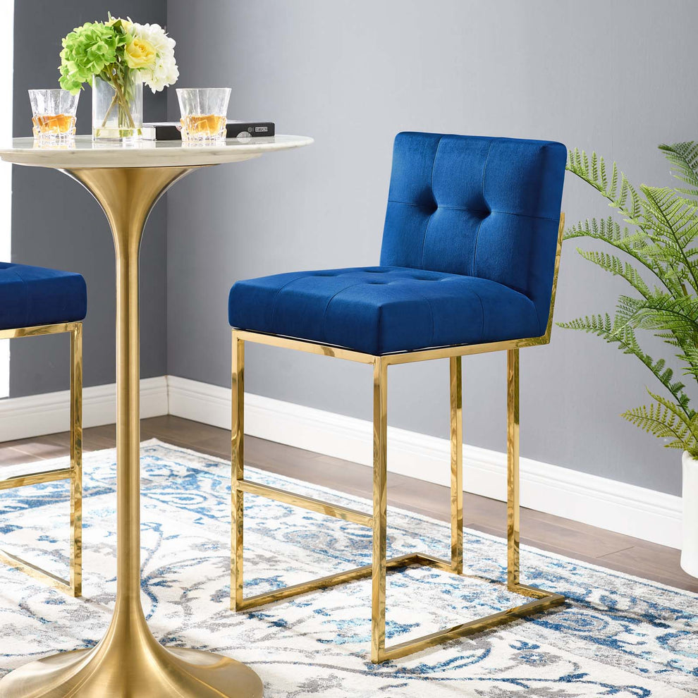 Modway Privy Gold Stainless Steel Performance Velvet Bar Stool - EEI-3856 | Bar Stools | Modishstore - 25