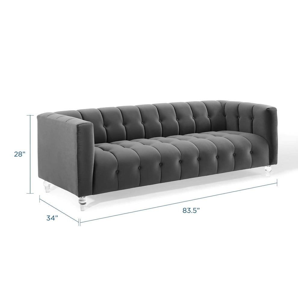 Modway Mesmer Channel Tufted Button Performance Velvet Sofa - EEI-3882 | Sofas | Modishstore - 3