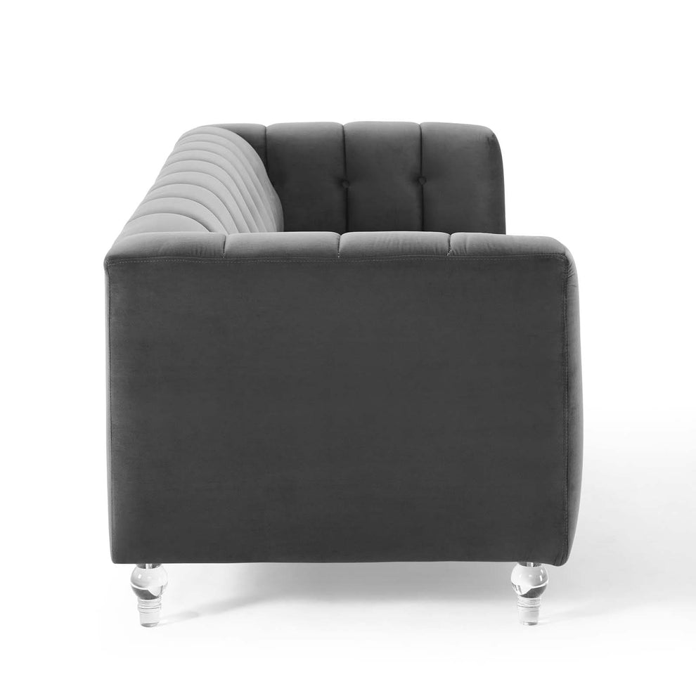 Modway Mesmer Channel Tufted Button Performance Velvet Sofa - EEI-3882 | Sofas | Modishstore - 4