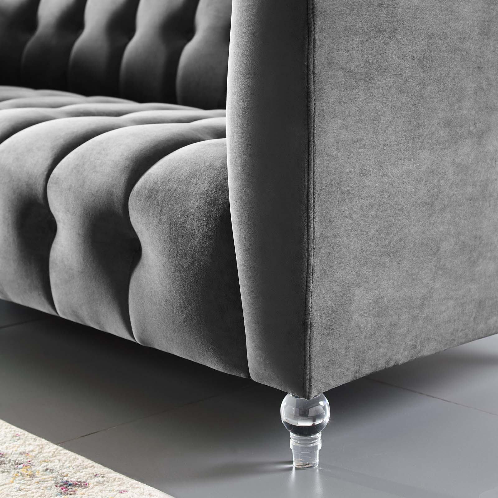 Modway Mesmer Channel Tufted Button Performance Velvet Sofa | Sofas | Modishstore-7