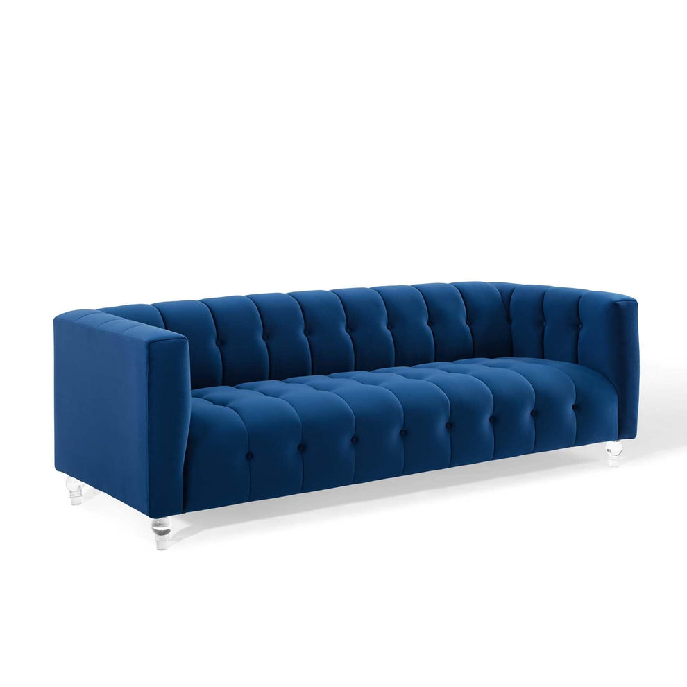 Modway Mesmer Channel Tufted Button Performance Velvet Sofa - EEI-3882 | Sofas | Modishstore - 9
