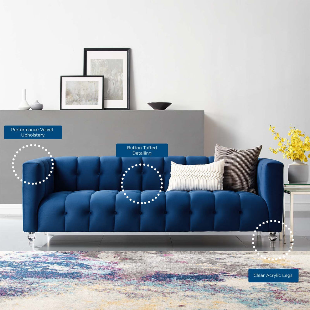 Modway Mesmer Channel Tufted Button Performance Velvet Sofa - EEI-3882 | Sofas | Modishstore - 16