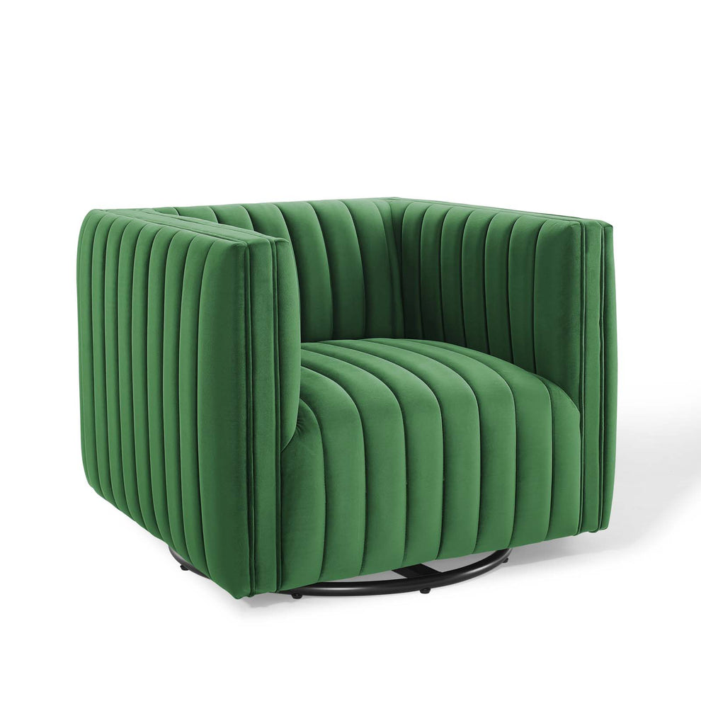 Conjure Channel Tufted Performance Velvet Swivel Armchair By Modway - EEI-3883 | Armchairs | Modishstore - 2