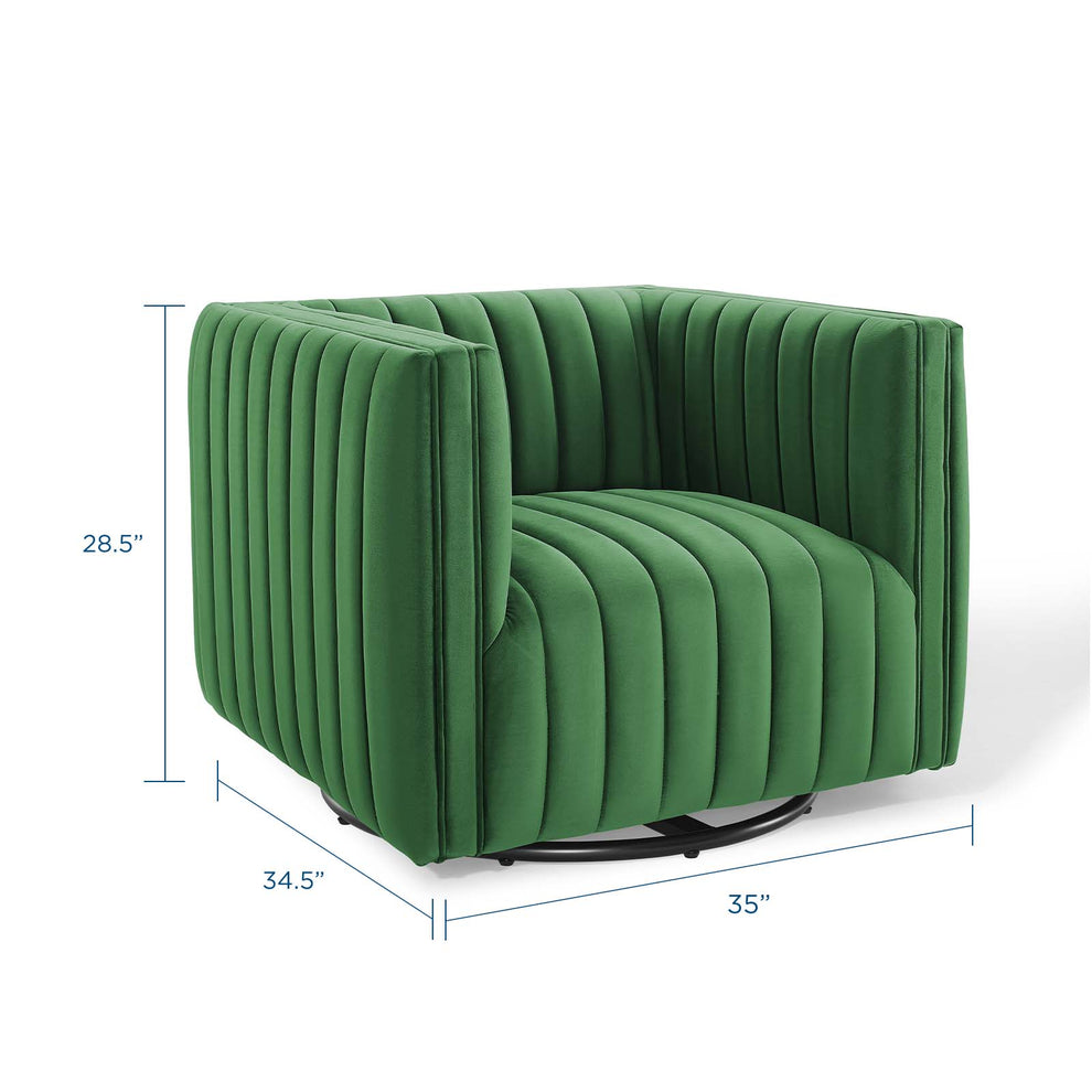 Conjure Channel Tufted Performance Velvet Swivel Armchair By Modway - EEI-3883 | Armchairs | Modishstore - 3