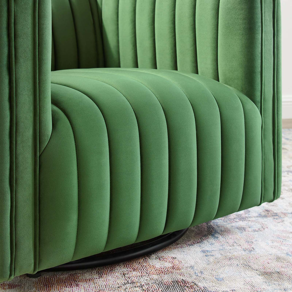 Conjure Channel Tufted Performance Velvet Swivel Armchair By Modway - EEI-3883 | Armchairs | Modishstore - 8