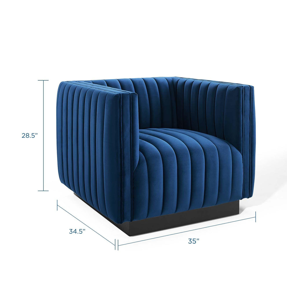 Modway Conjure Channel Tufted Performance Velvet Accent Armchair - EEI-3884 | Armchairs | Modishstore - 3