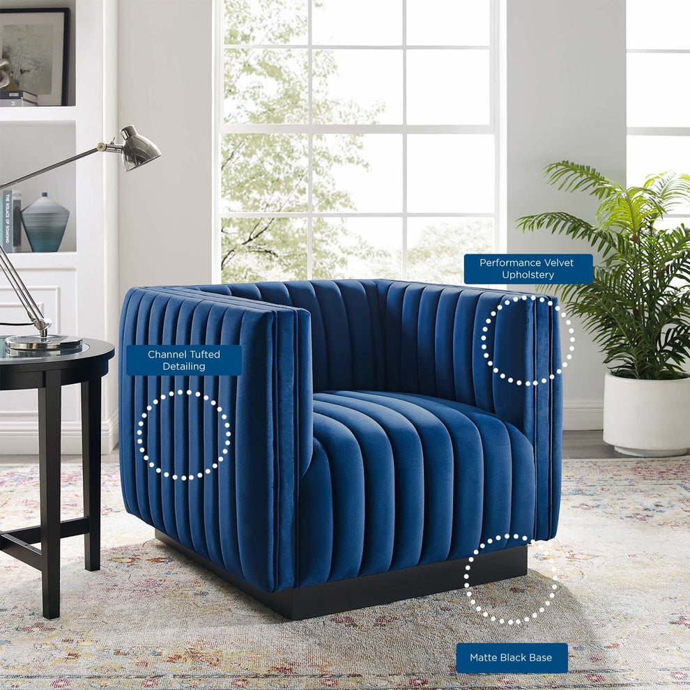 Modway Conjure Channel Tufted Performance Velvet Accent Armchair - EEI-3884 | Armchairs | Modishstore - 1