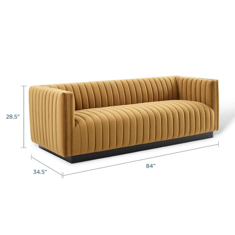 Modway Conjure Channel Tufted Velvet Sofa - EEI-3885 | Sofas | Modishstore - 2