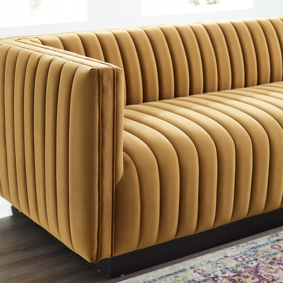 Modway Conjure Channel Tufted Velvet Sofa - EEI-3885 | Sofas | Modishstore - 7