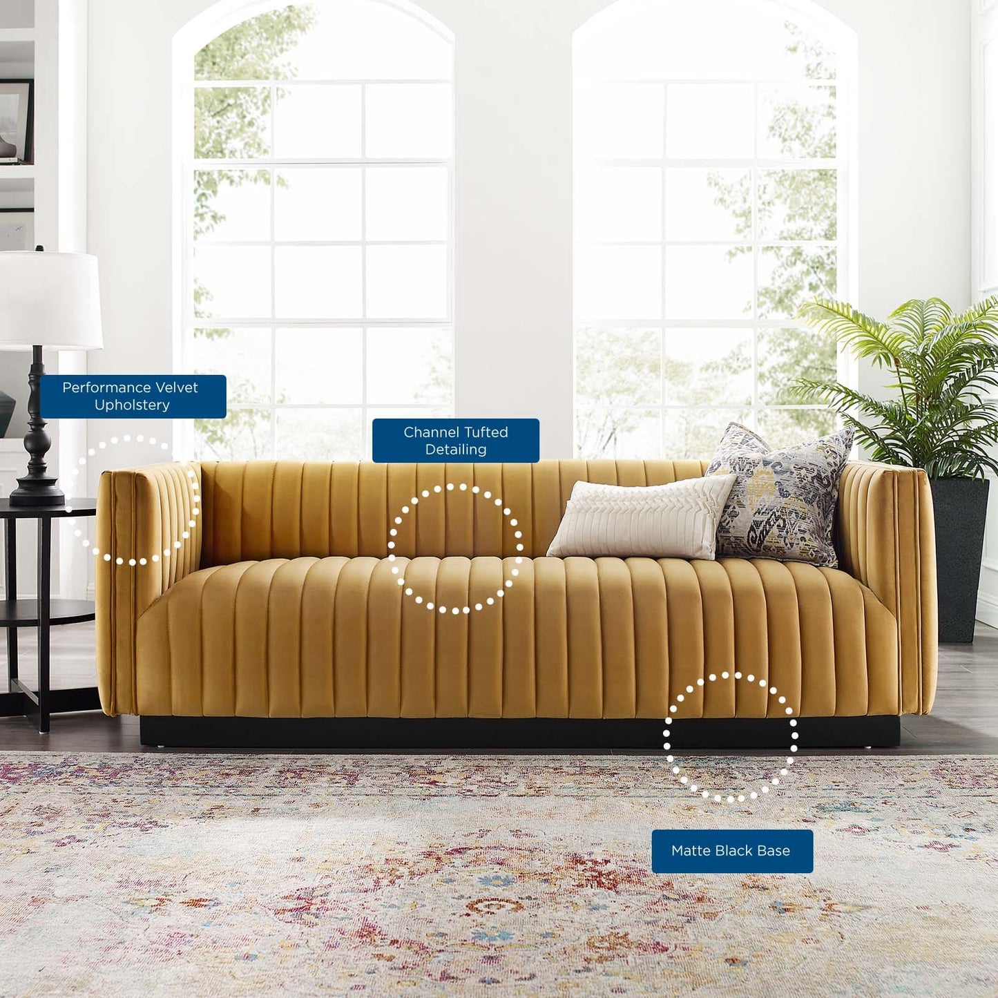 Modway Conjure Channel Tufted Velvet Sofa | Sofas | Modishstore-8