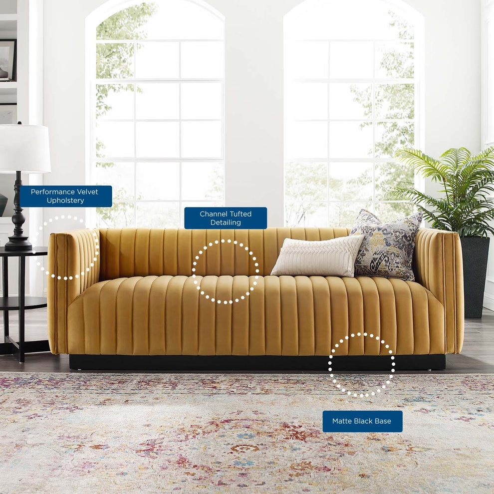 Modway Conjure Channel Tufted Velvet Sofa - EEI-3885 | Sofas | Modishstore - 8