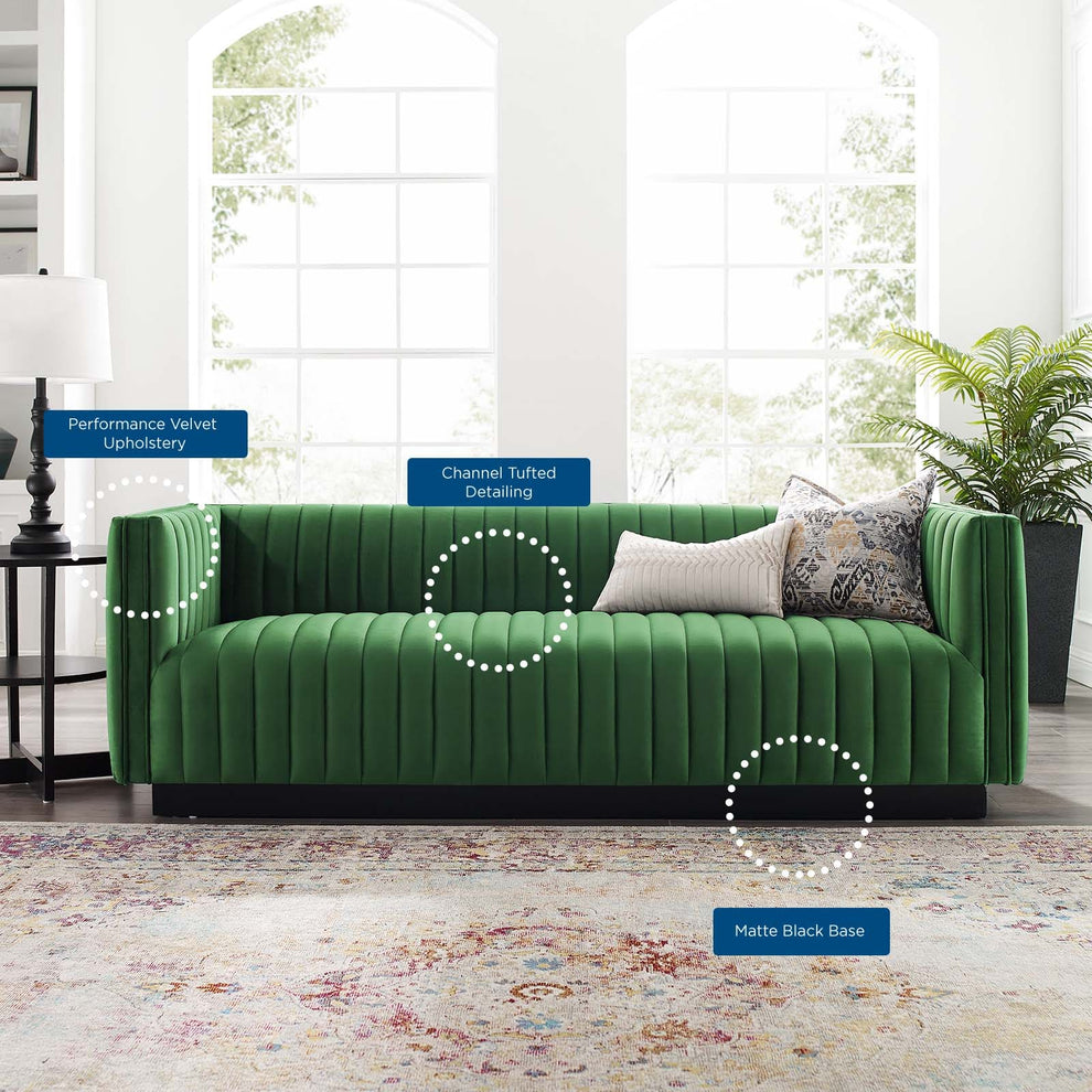 Modway Conjure Channel Tufted Velvet Sofa - EEI-3885 | Sofas | Modishstore - 16
