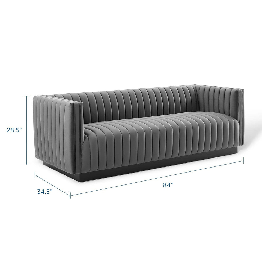 Modway Conjure Channel Tufted Velvet Sofa - EEI-3885 | Sofas | Modishstore - 18