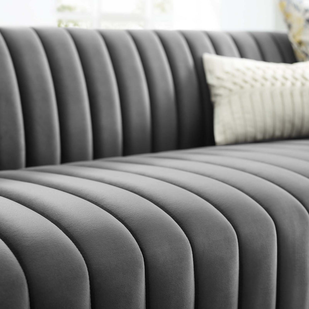 Modway Conjure Channel Tufted Velvet Sofa - EEI-3885 | Sofas | Modishstore - 23