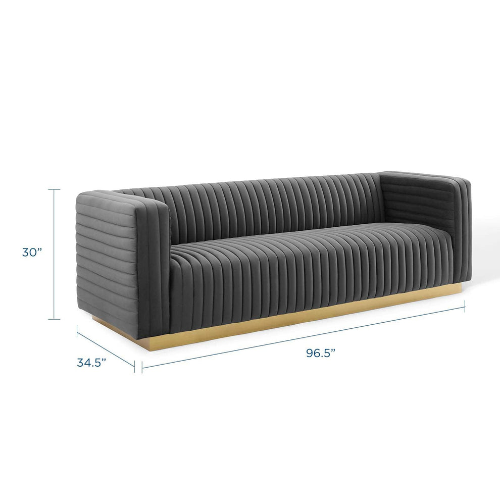Modway Charisma Channel Tufted Performance Velvet Living Room Sofa - EEI-3886 | Sofas | Modishstore - 2