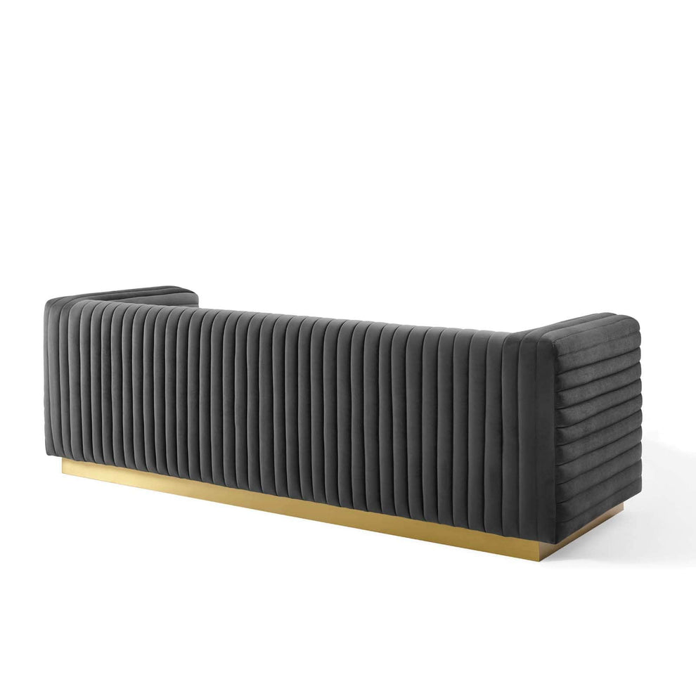 Modway Charisma Channel Tufted Performance Velvet Living Room Sofa - EEI-3886 | Sofas | Modishstore - 4