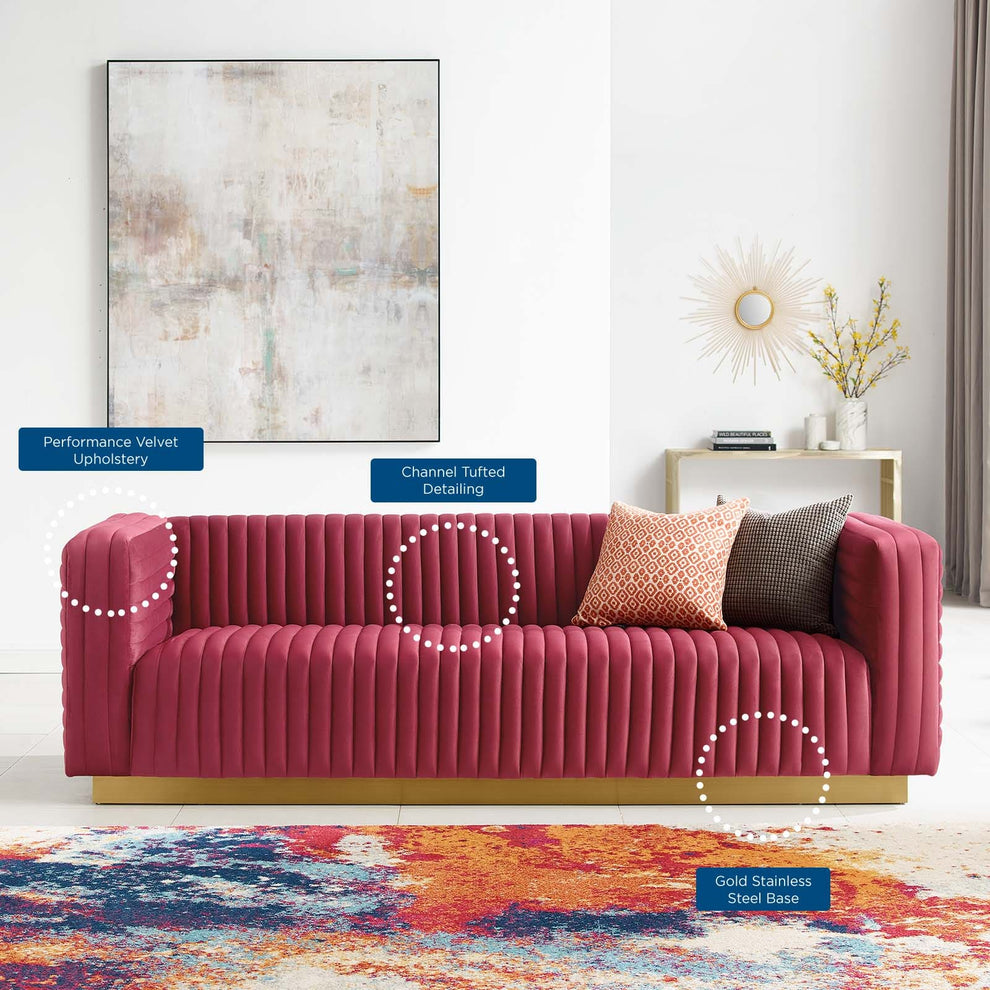 Modway Charisma Channel Tufted Performance Velvet Living Room Sofa - EEI-3886 | Sofas | Modishstore - 16