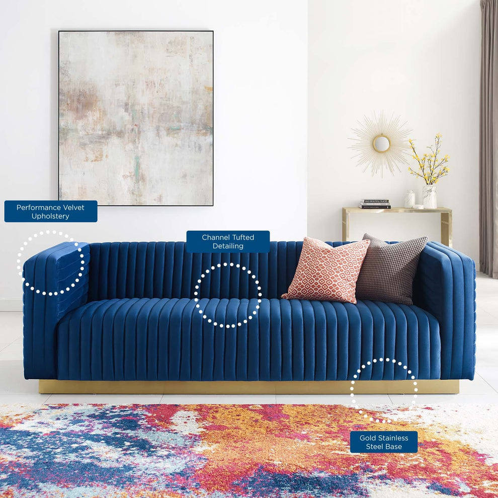 Modway Charisma Channel Tufted Performance Velvet Living Room Sofa - EEI-3886 | Sofas | Modishstore - 24