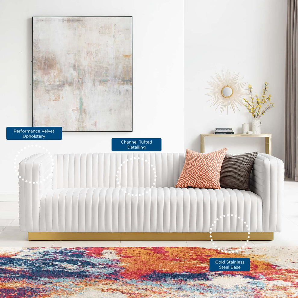Modway Charisma Channel Tufted Performance Velvet Living Room Sofa - EEI-3886 | Sofas | Modishstore - 32