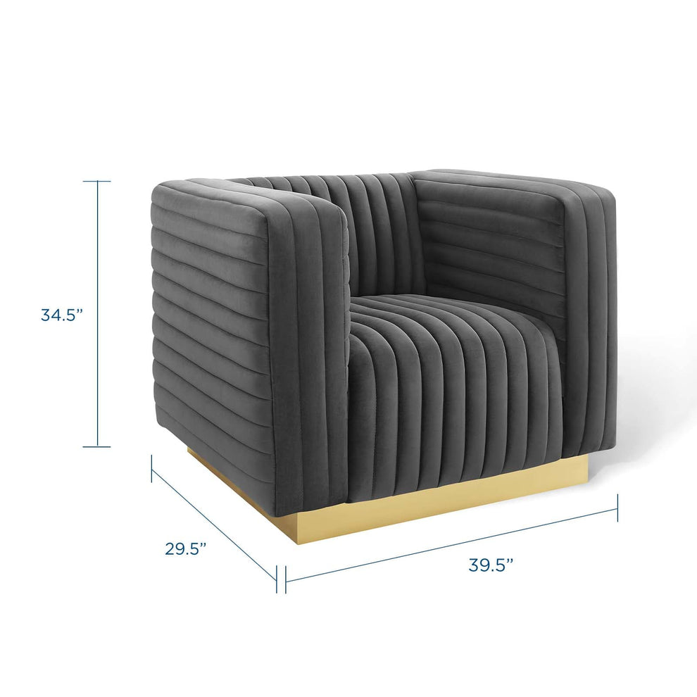 Modway Charisma Channel Tufted Performance Velvet Accent Armchair - EEI-3887 | Armchairs | Modishstore - 2