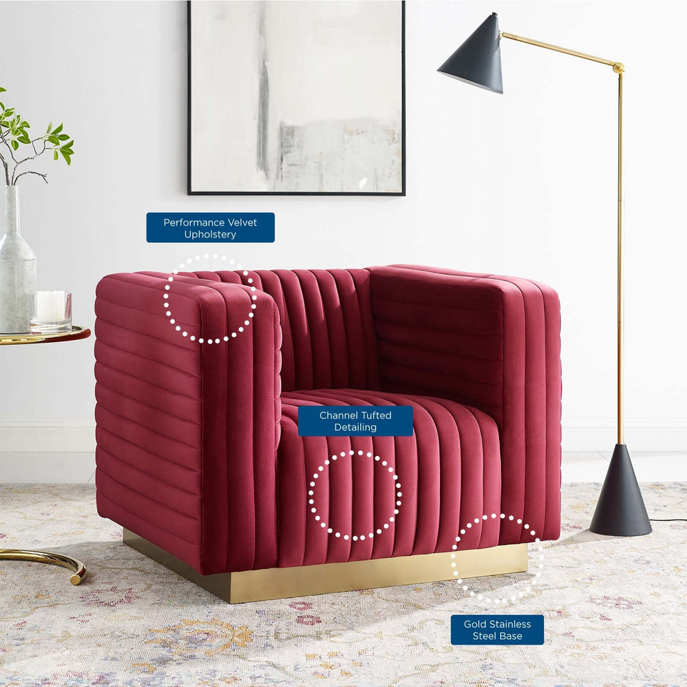 Modway Charisma Channel Tufted Performance Velvet Accent Armchair - EEI-3887 | Armchairs | Modishstore - 16