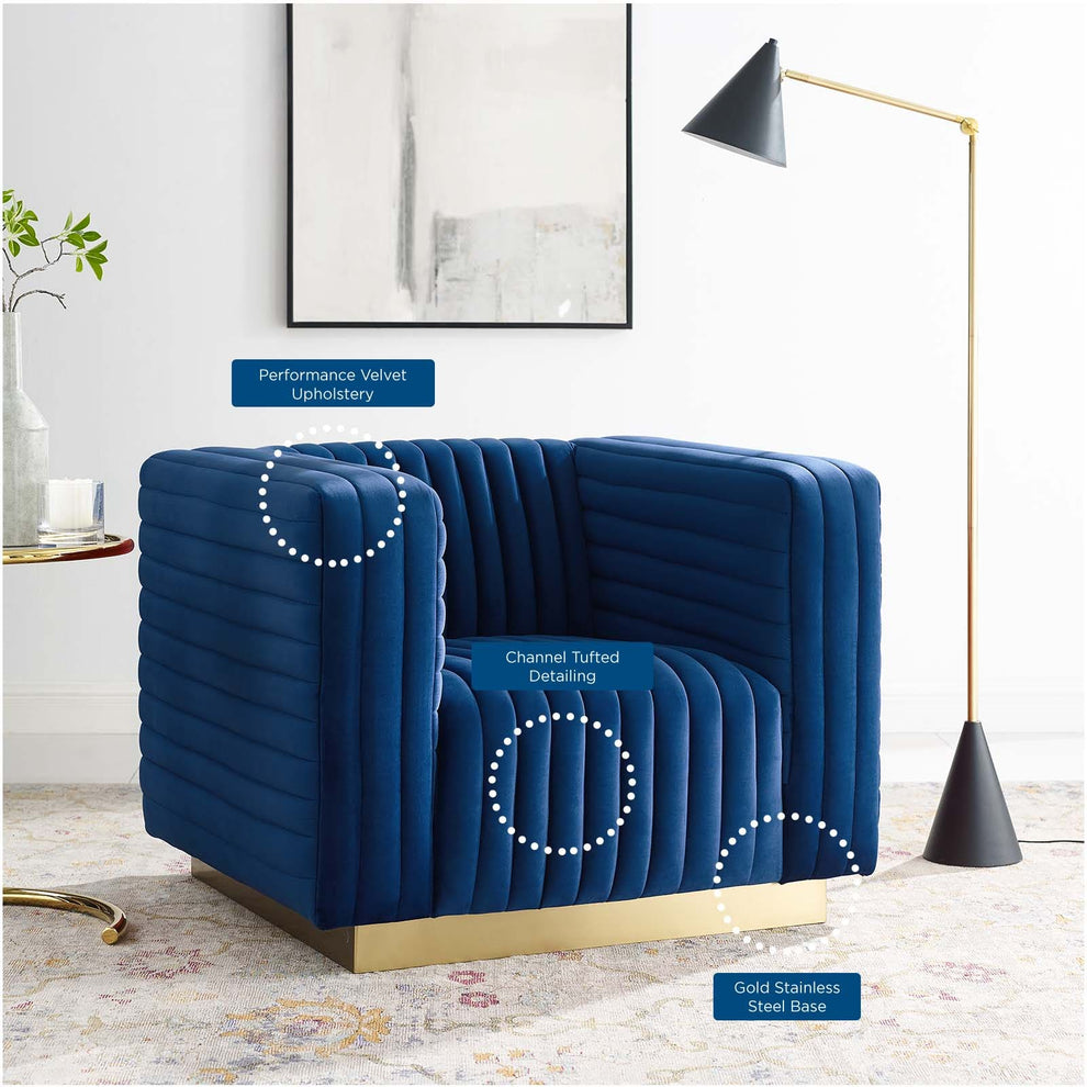 Modway Charisma Channel Tufted Performance Velvet Accent Armchair - EEI-3887 | Armchairs | Modishstore - 23