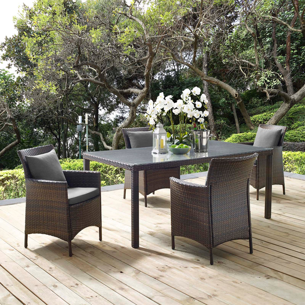 Modway Conduit 5 Piece Outdoor Patio Wicker Rattan Set - EEI-3892 | Outdoor Dining Sets | Modishstore - 4