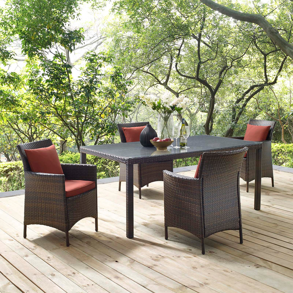 Modway Conduit 5 Piece Outdoor Patio Wicker Rattan Set - EEI-3892 | Outdoor Dining Sets | Modishstore - 8